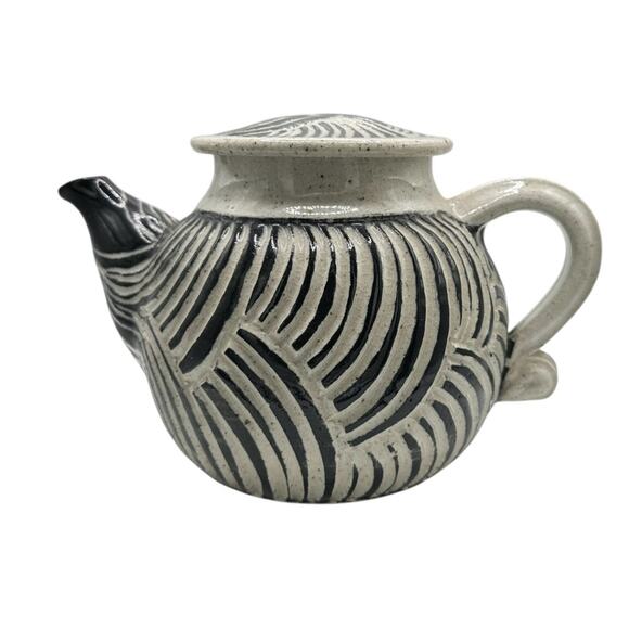 Handmade Artistic Stoneware Teapot Textured Artist Signed - Picture 1 of 12